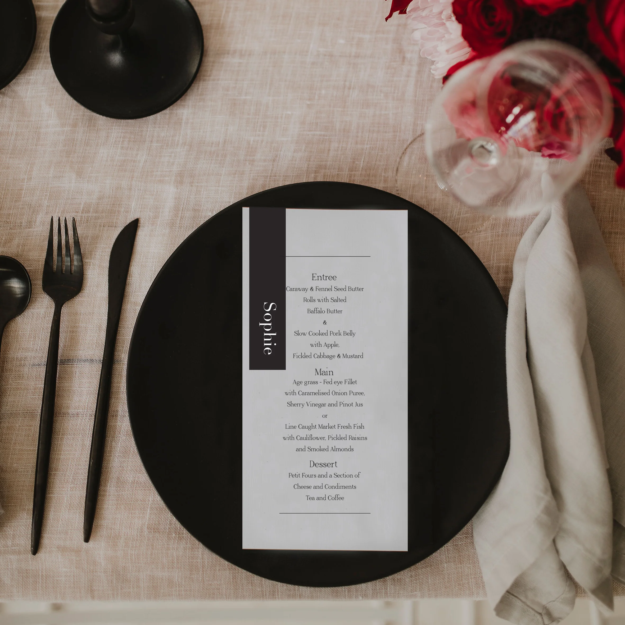 BRANDY WEDDING MENU & PLACE NAME SET