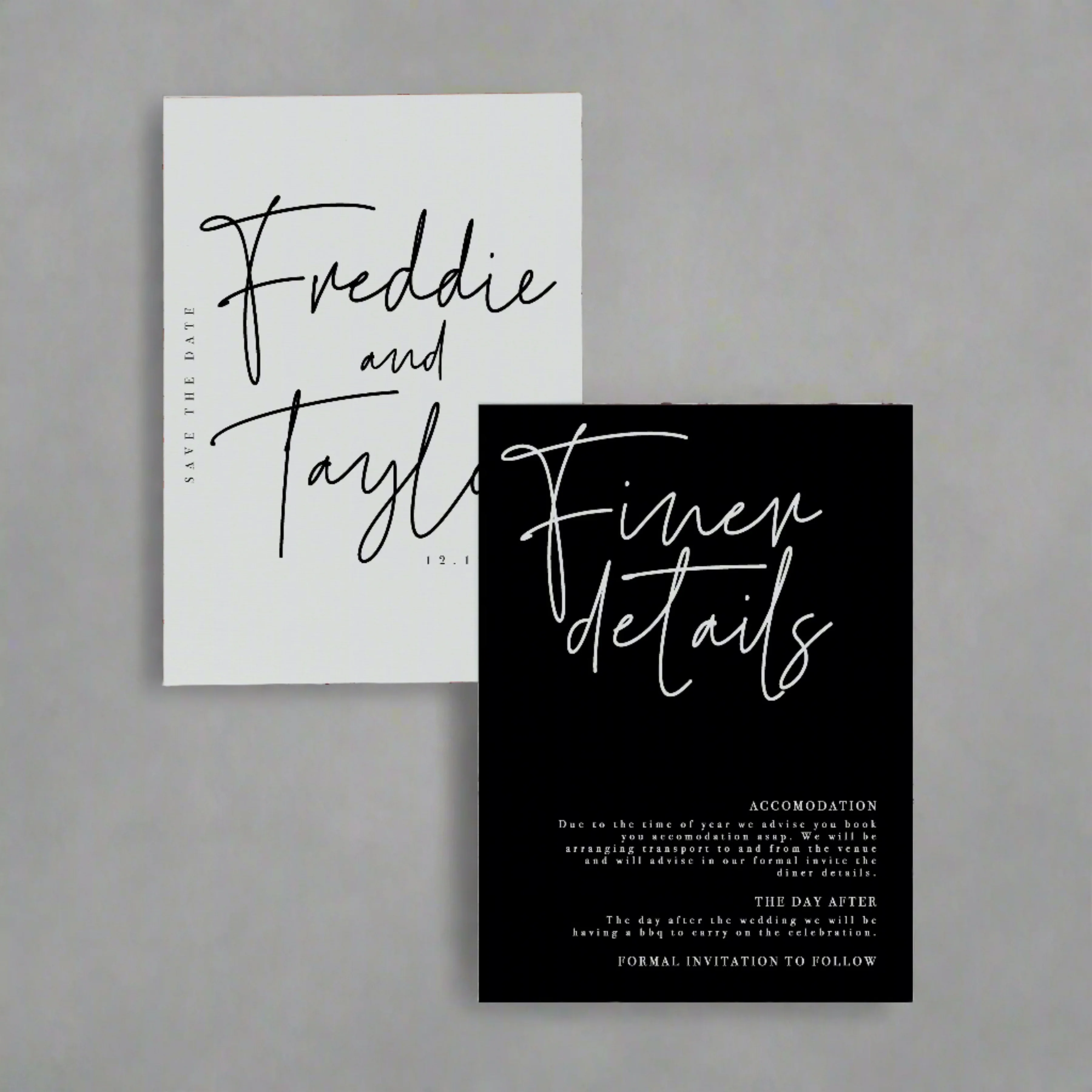CALLIGRAPHY SAVE THE DATE WHITE / BLACK - Image 2