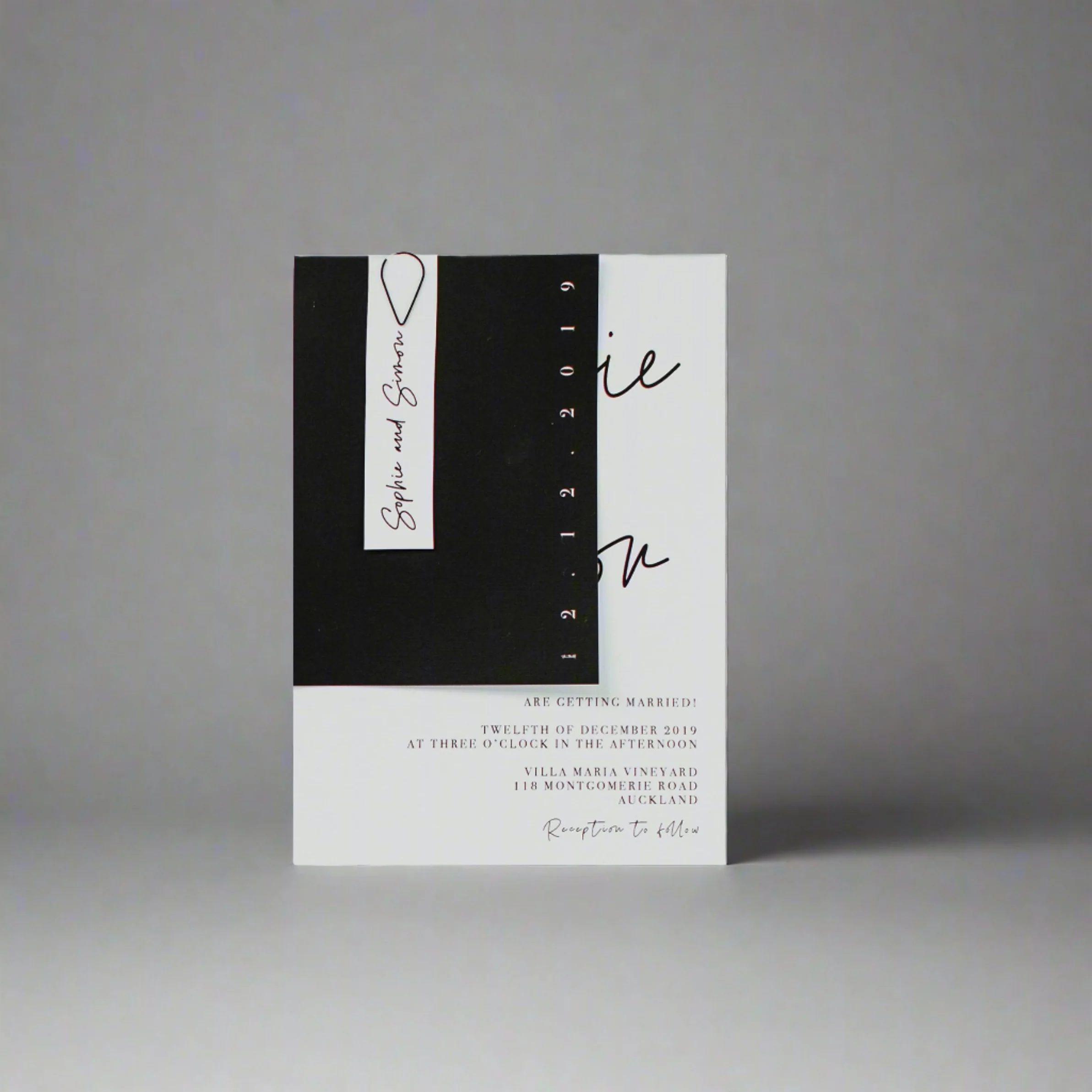 CALLIGRAPHY WEDDING INVITE SET BLACK / WHITE