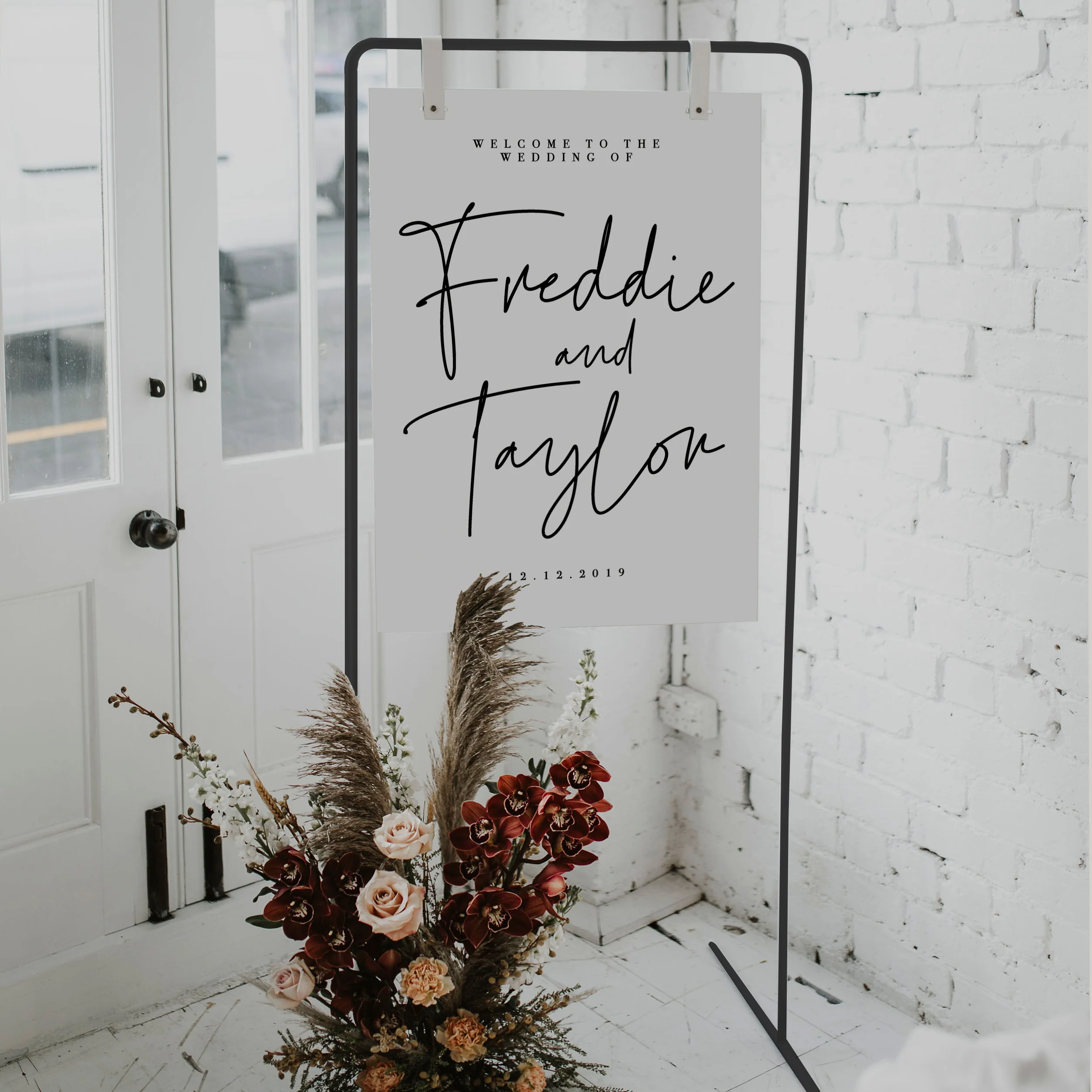 CALLIGRAPHY WELCOME SIGN BLACK / WHITE