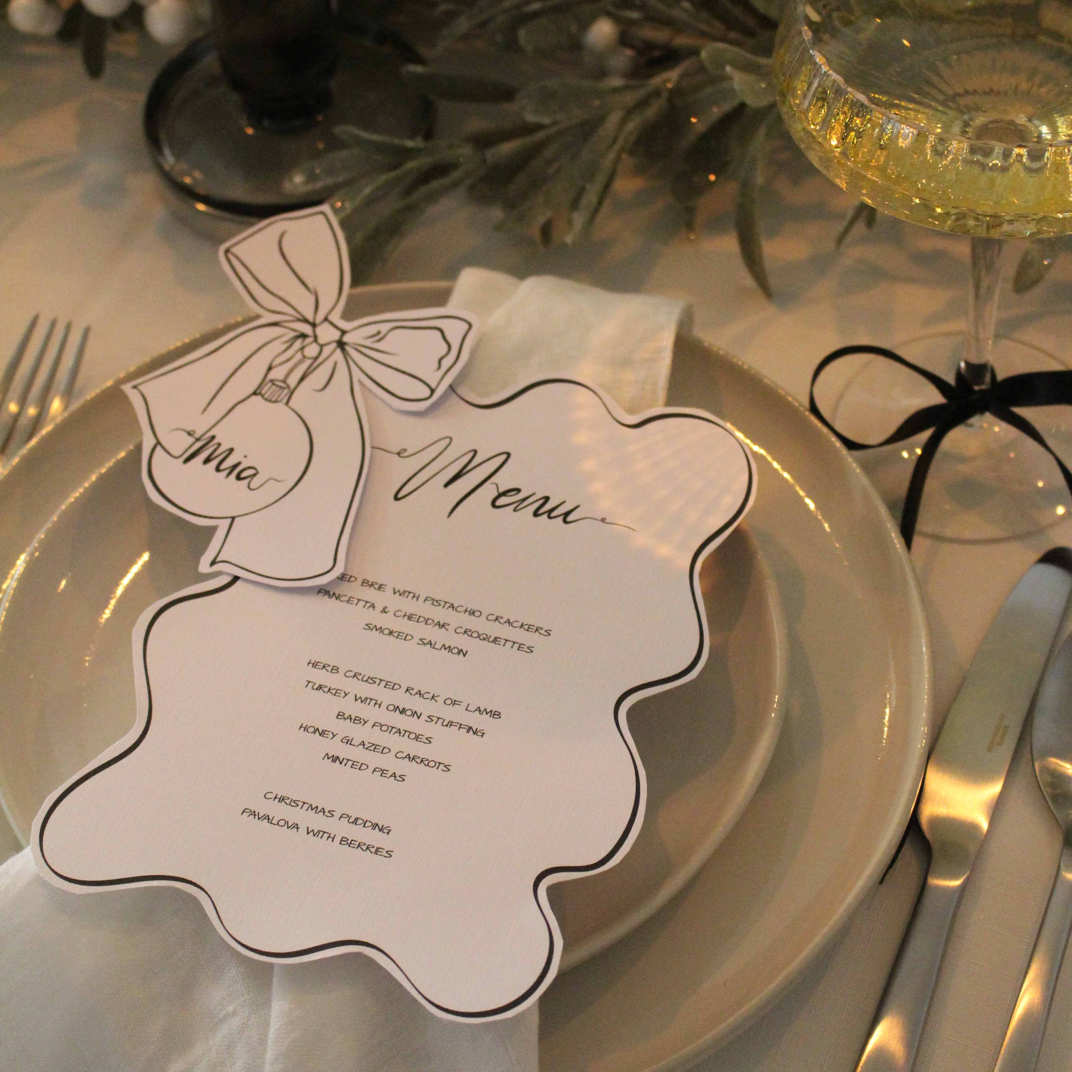 CHRISTMAS BOWS DOWNLOADABLE MENU AND PLACE NAMES - Image 2