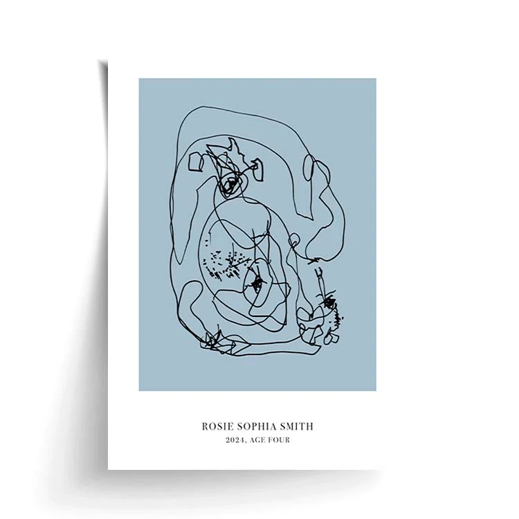 CUSTOM MINIMAL TURN YOUR KIDS ART INTO A PRINT BLUE - Image 16
