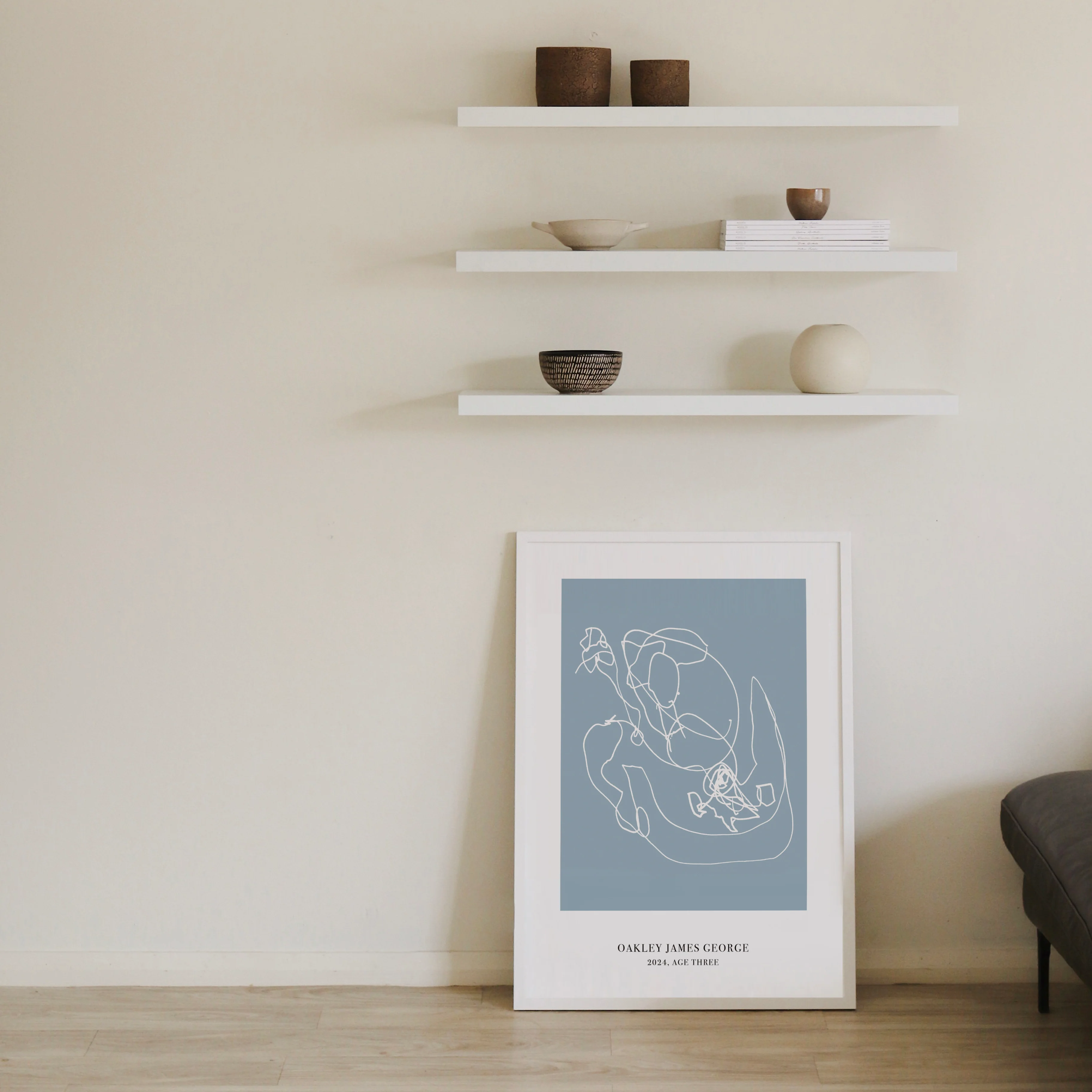 CUSTOM MINIMAL TURN YOUR KIDS ART INTO A PRINT BLUE - Image 2
