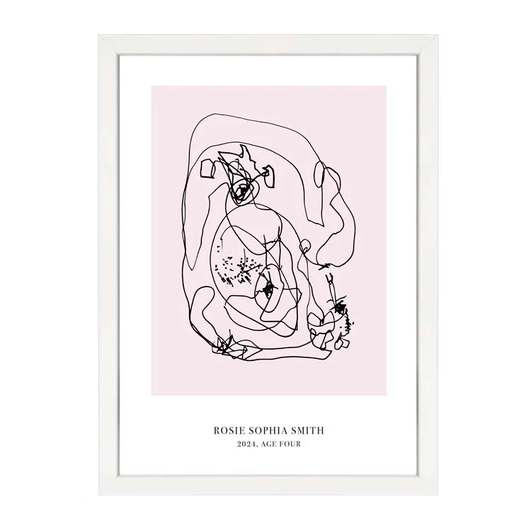 CUSTOM MINIMAL TURN YOUR KIDS ART INTO A PRINT PINK