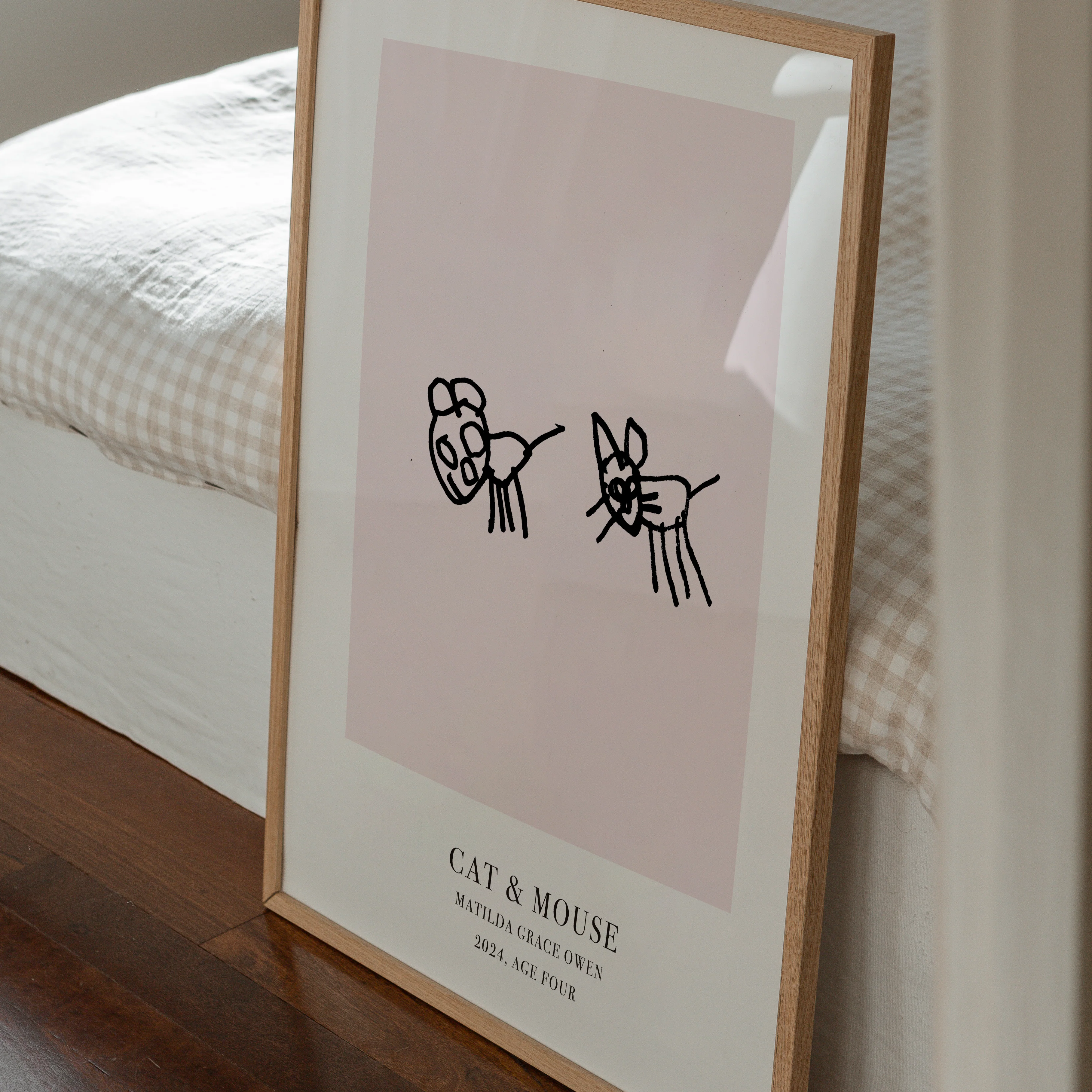CUSTOM MINIMAL TURN YOUR KIDS ART INTO A PRINT PINK - Image 2