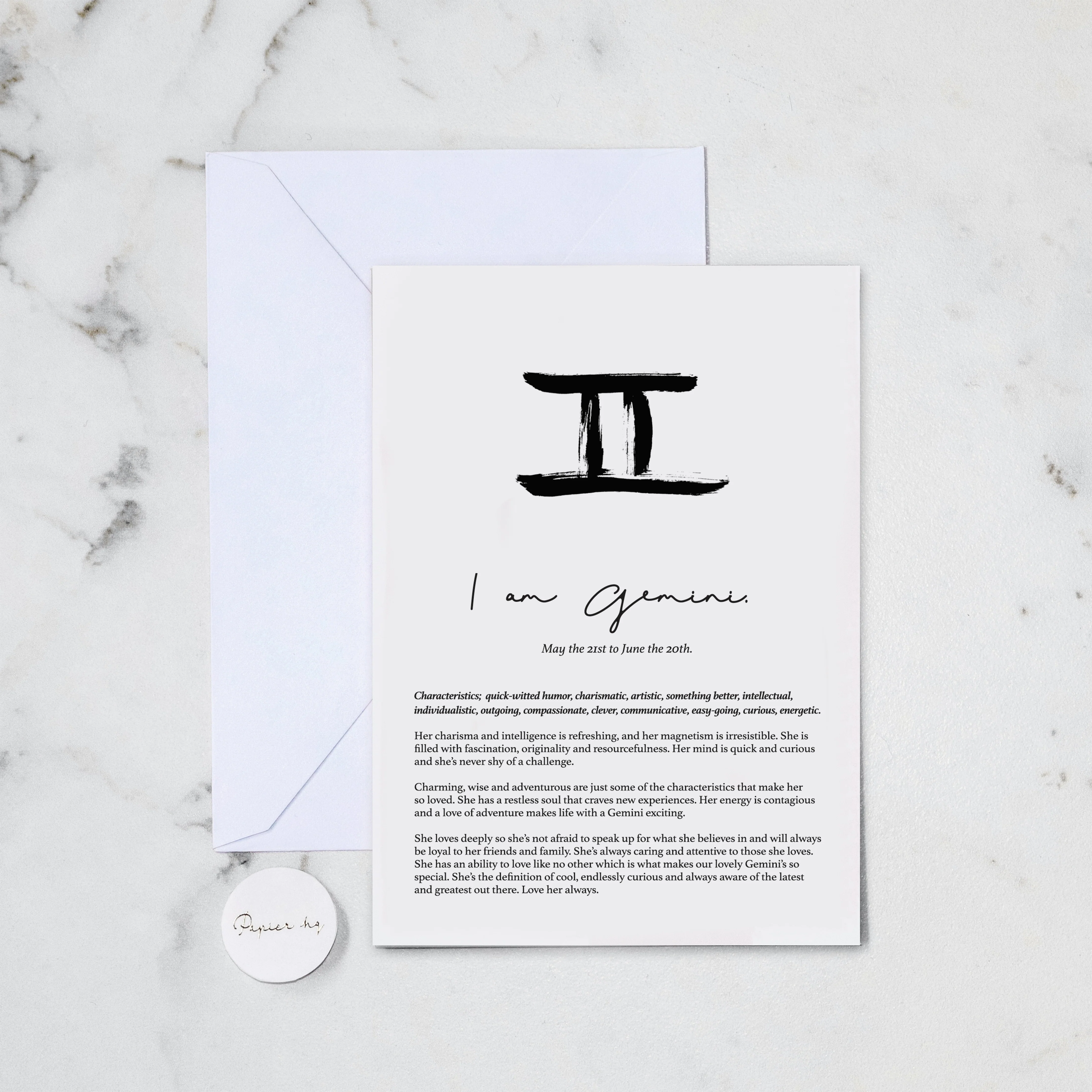 GEMINI GREETING CARD