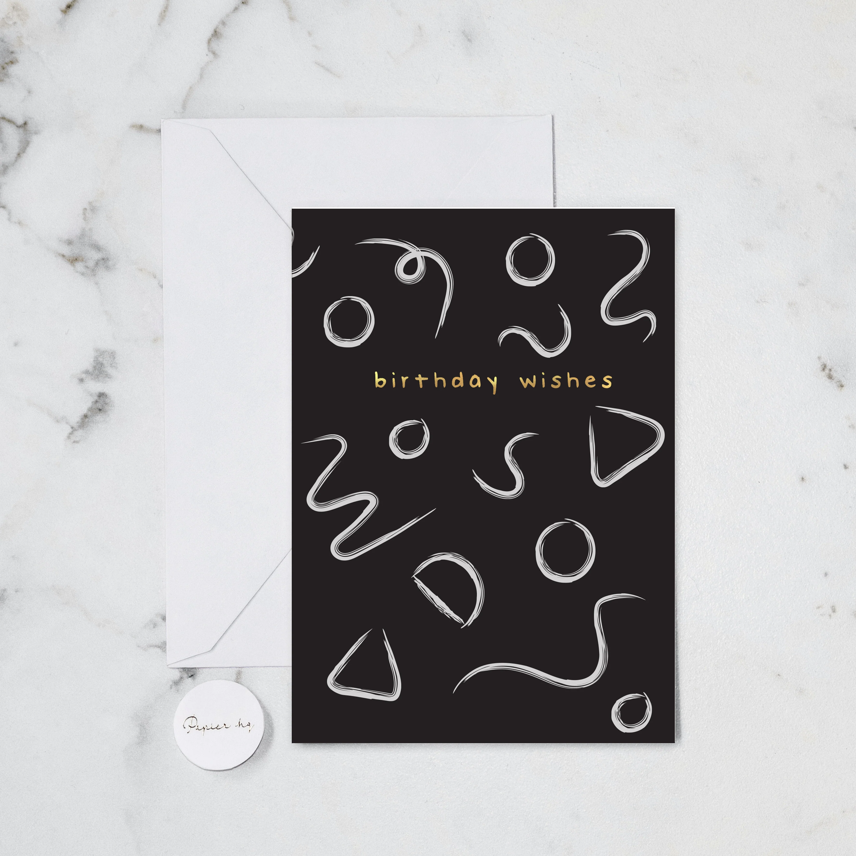 BIRTHDAY WISHES BLACK FOIL GREETING CARD