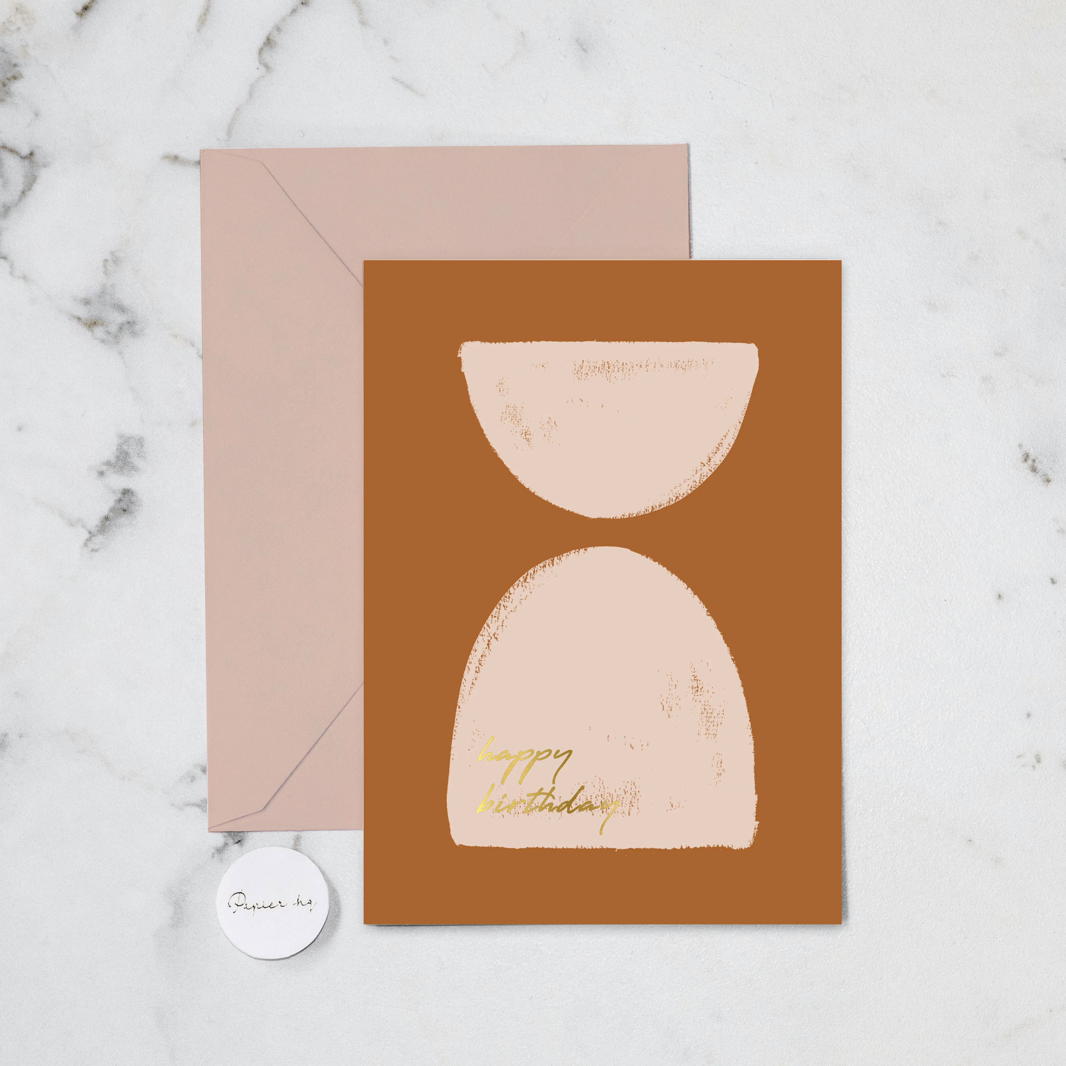 HAPPY BIRTHDAY PAINTED RUST GREETING CARD