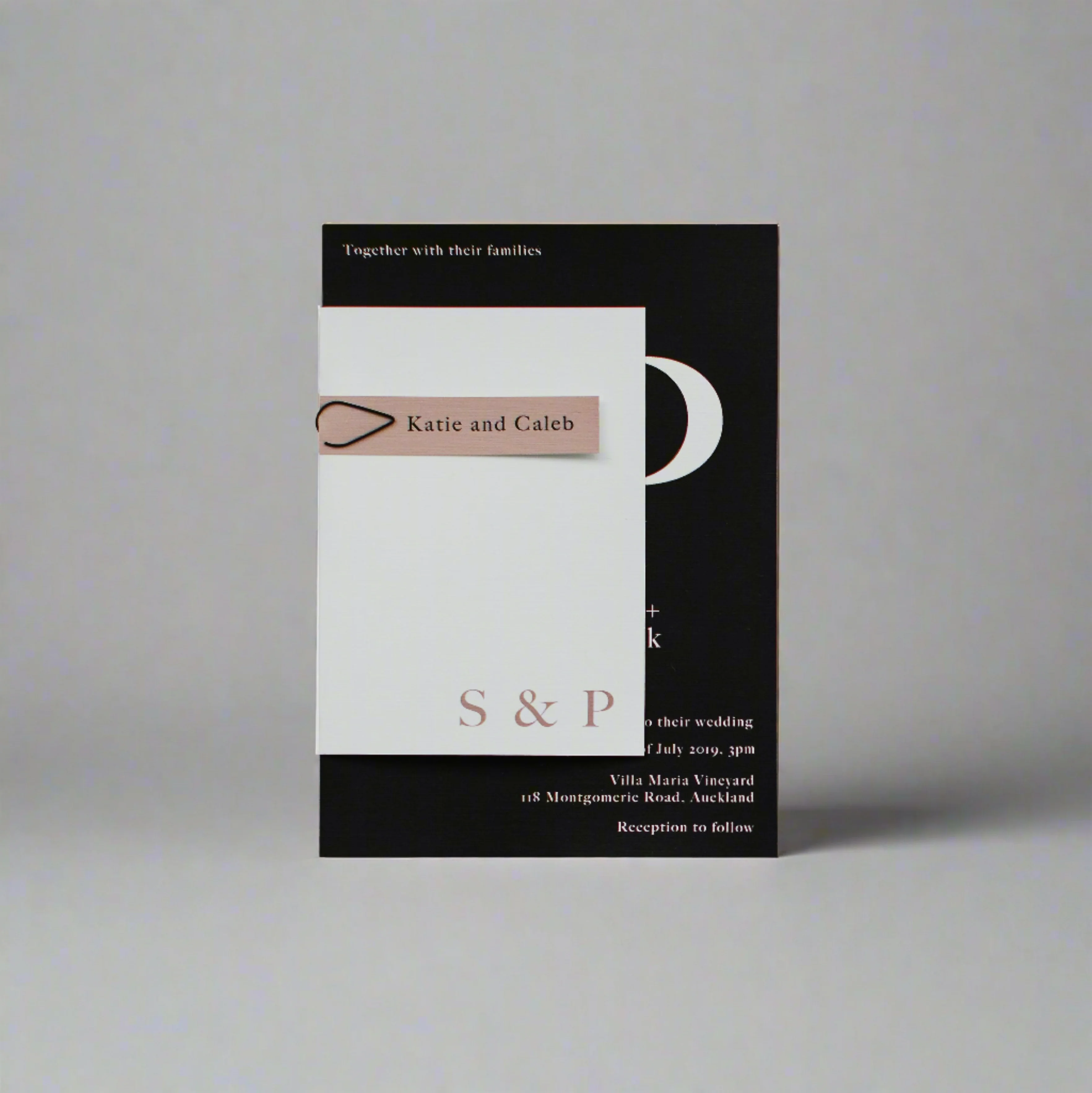 INITIAL WEDDING INVITE SET BLACK