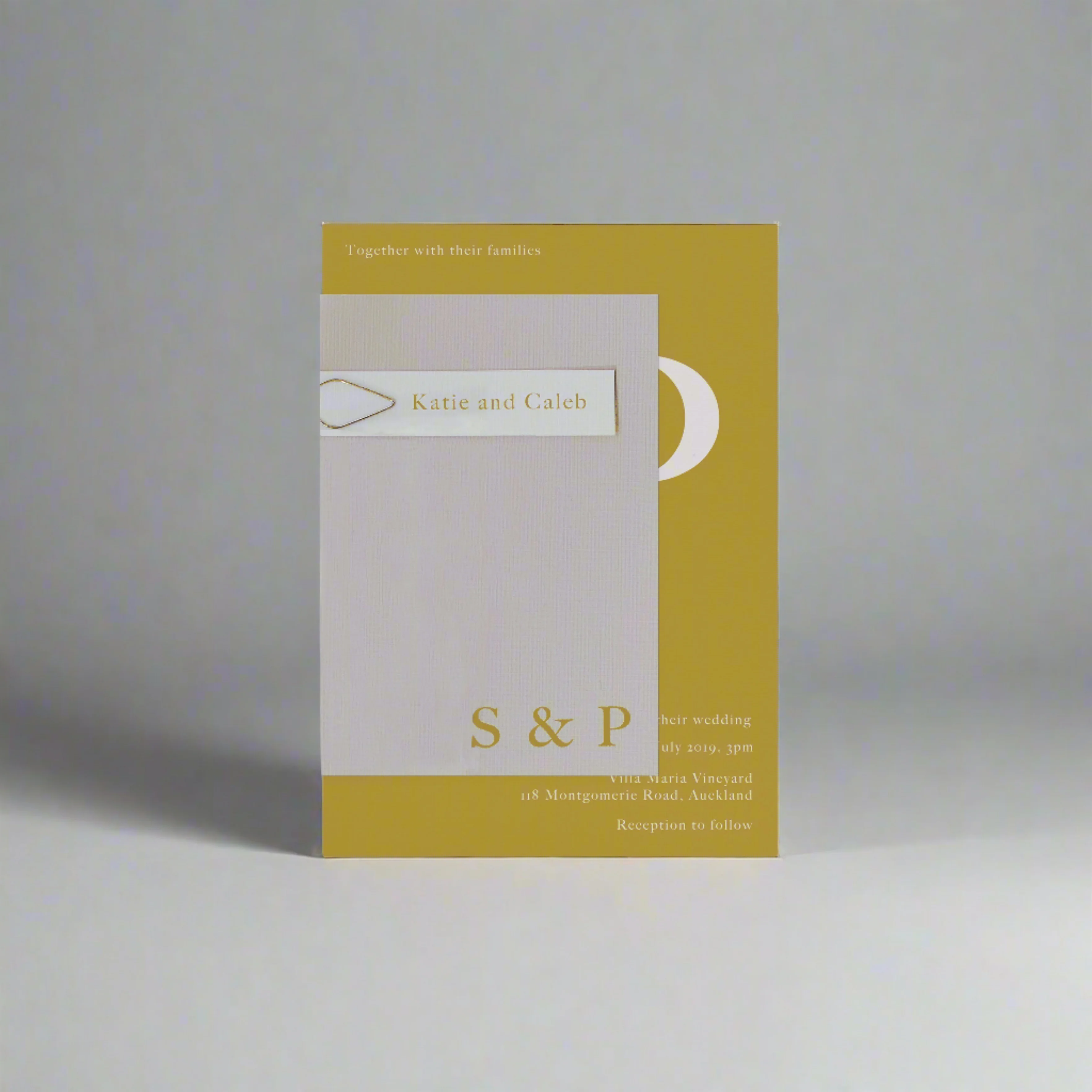 INITIAL WEDDING INVITE SET MUSTARD