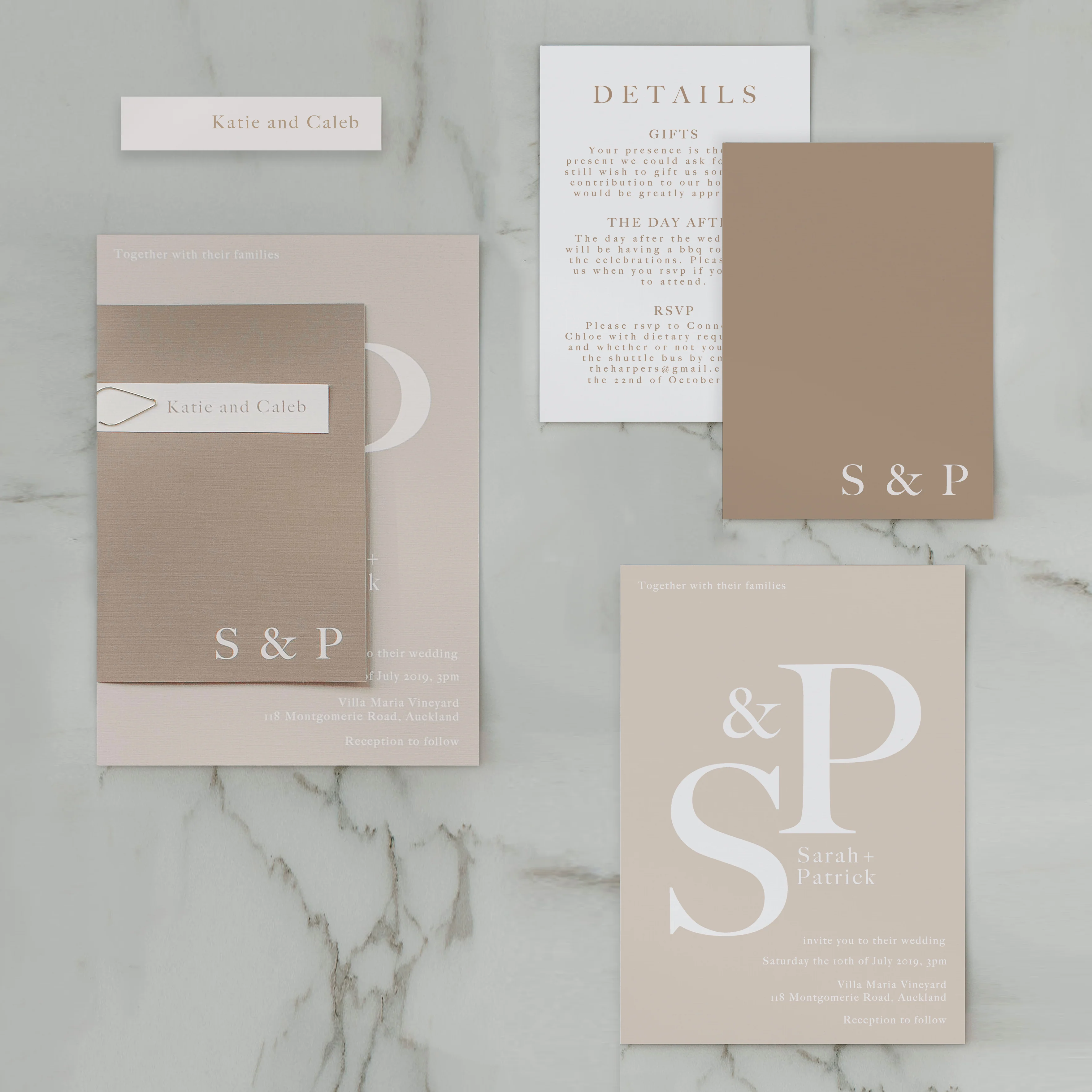 INITIAL WEDDING INVITE SET NATURAL - Image 2