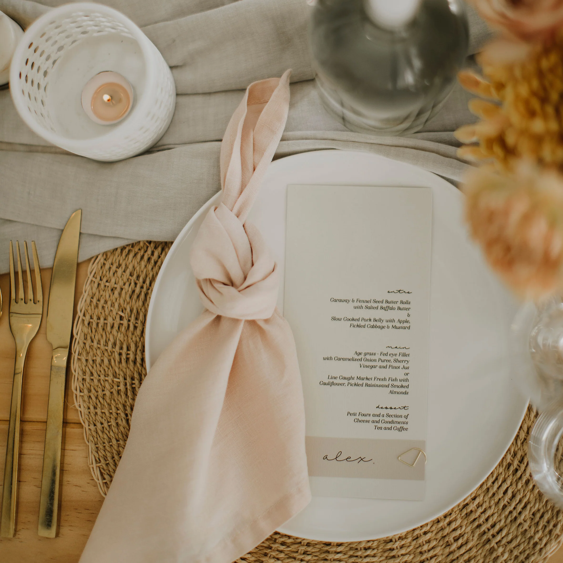 LEMON DREAMS WEDDING MENU & PLACE NAME SET