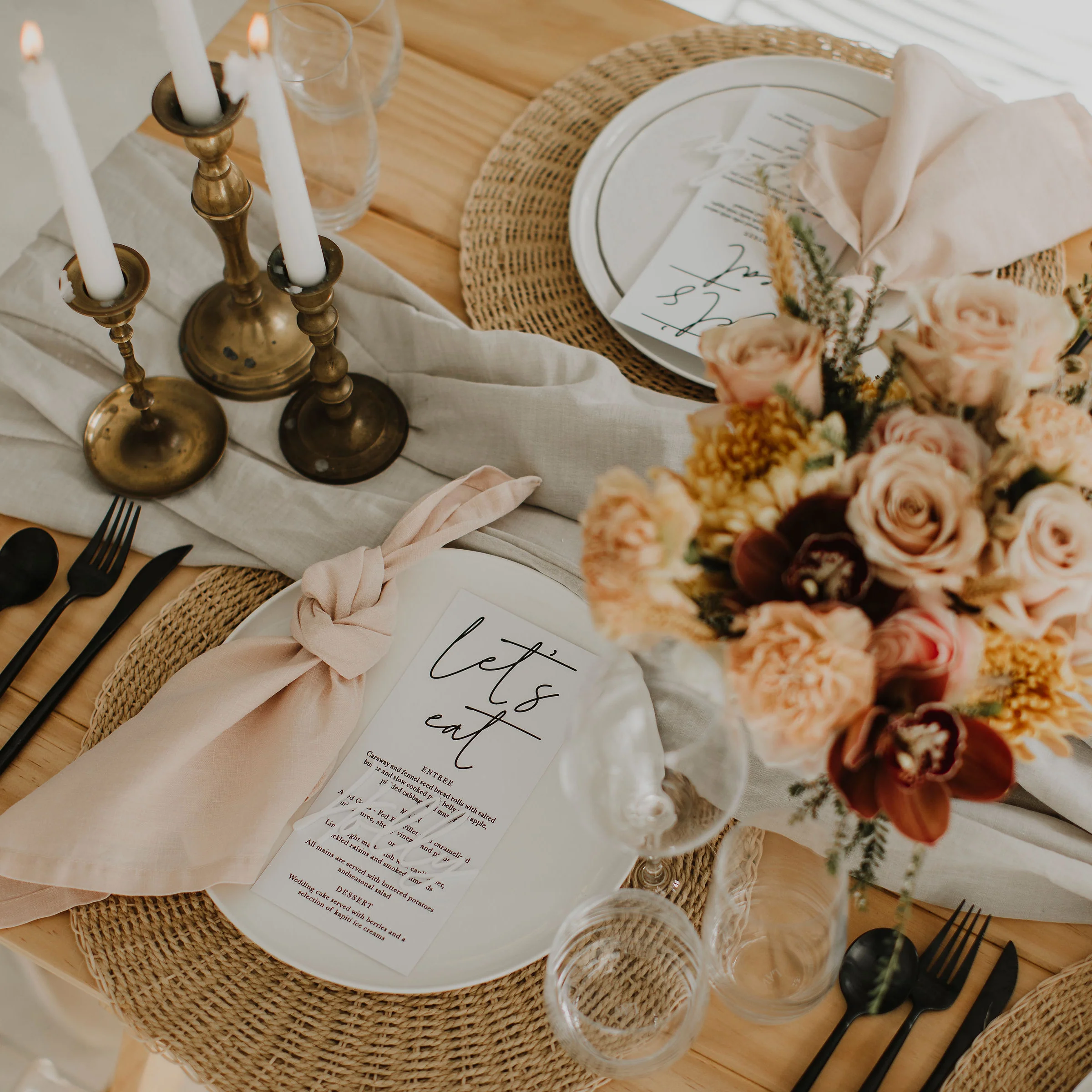 CALLIGRAPHY WEDDING MENU WHITE