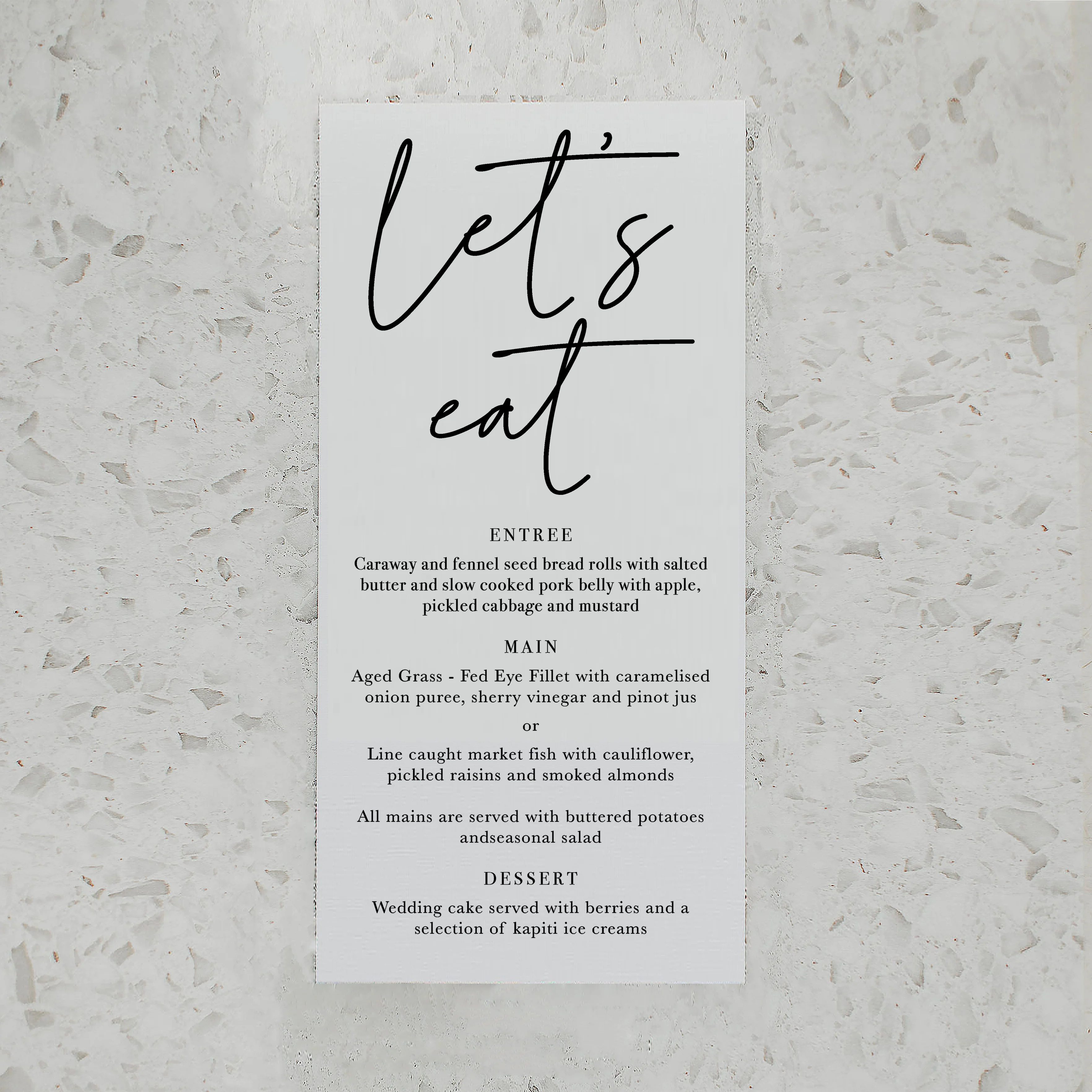CALLIGRAPHY WEDDING MENU WHITE - Image 2