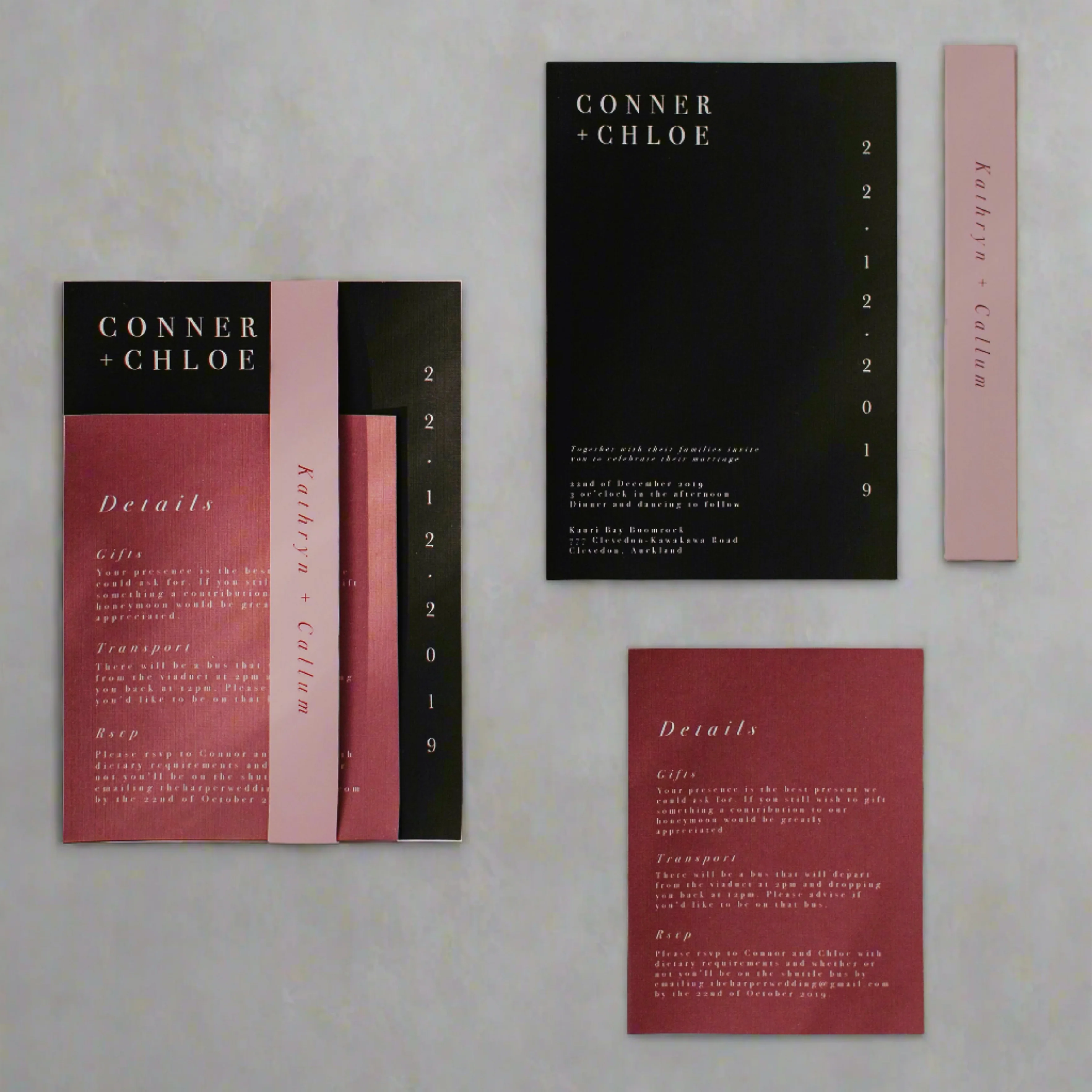 MINIMALIST WEDDING INVITE SET BURGUNDY - Image 2