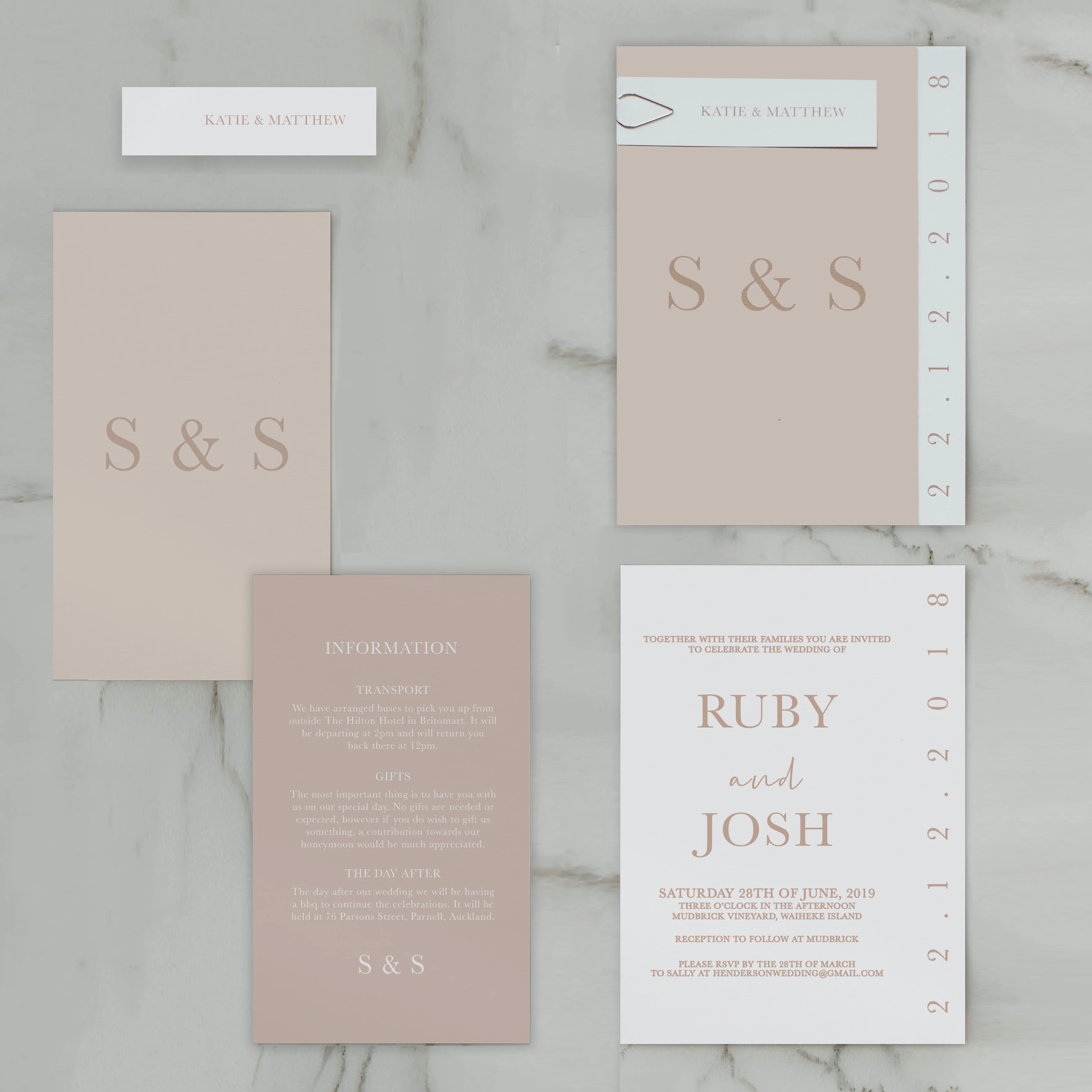 NY WEDDING INVITE SET NATURAL - Image 2