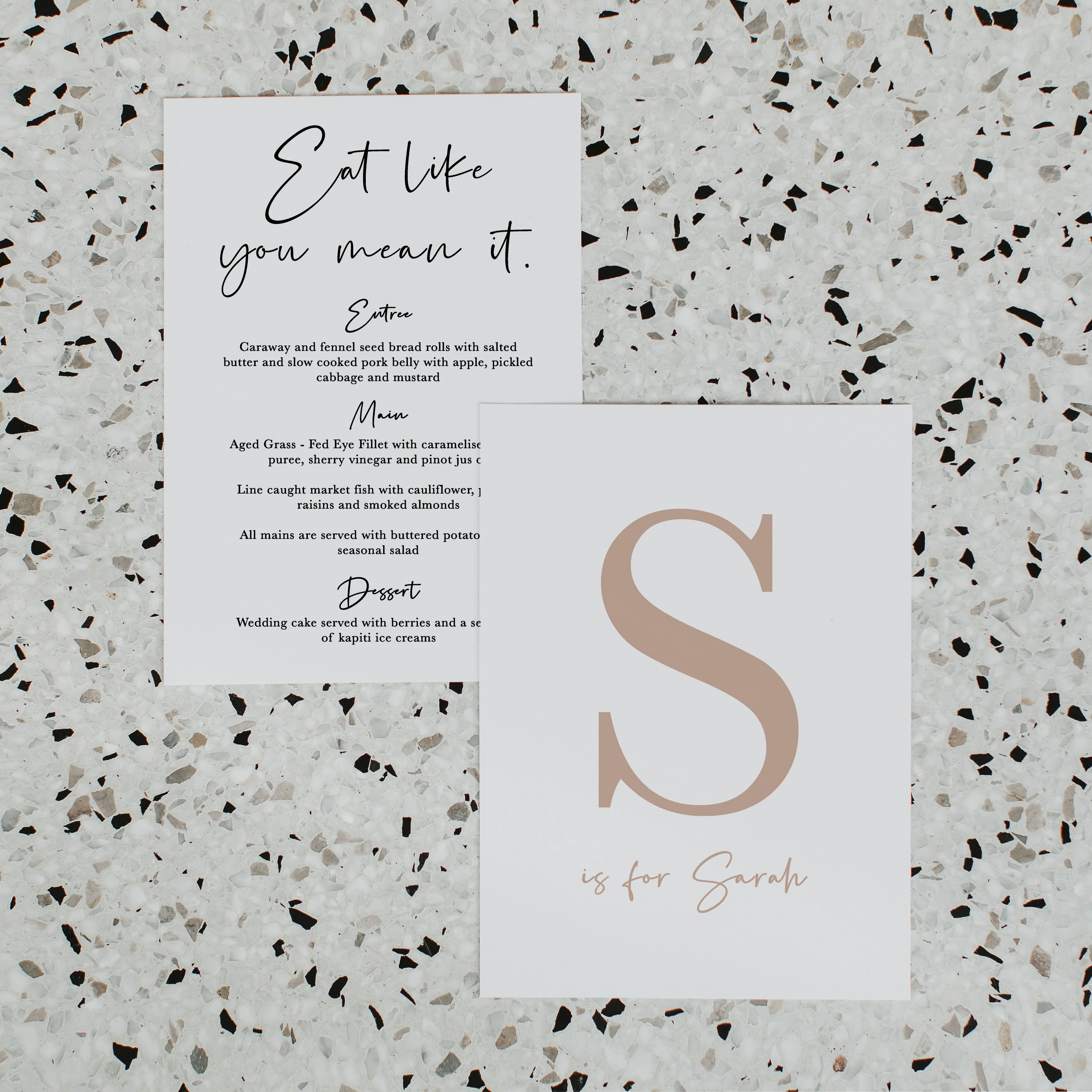 NY WEDDING MENU & PLACE NAME SET NATURAL / WHITE - Image 2