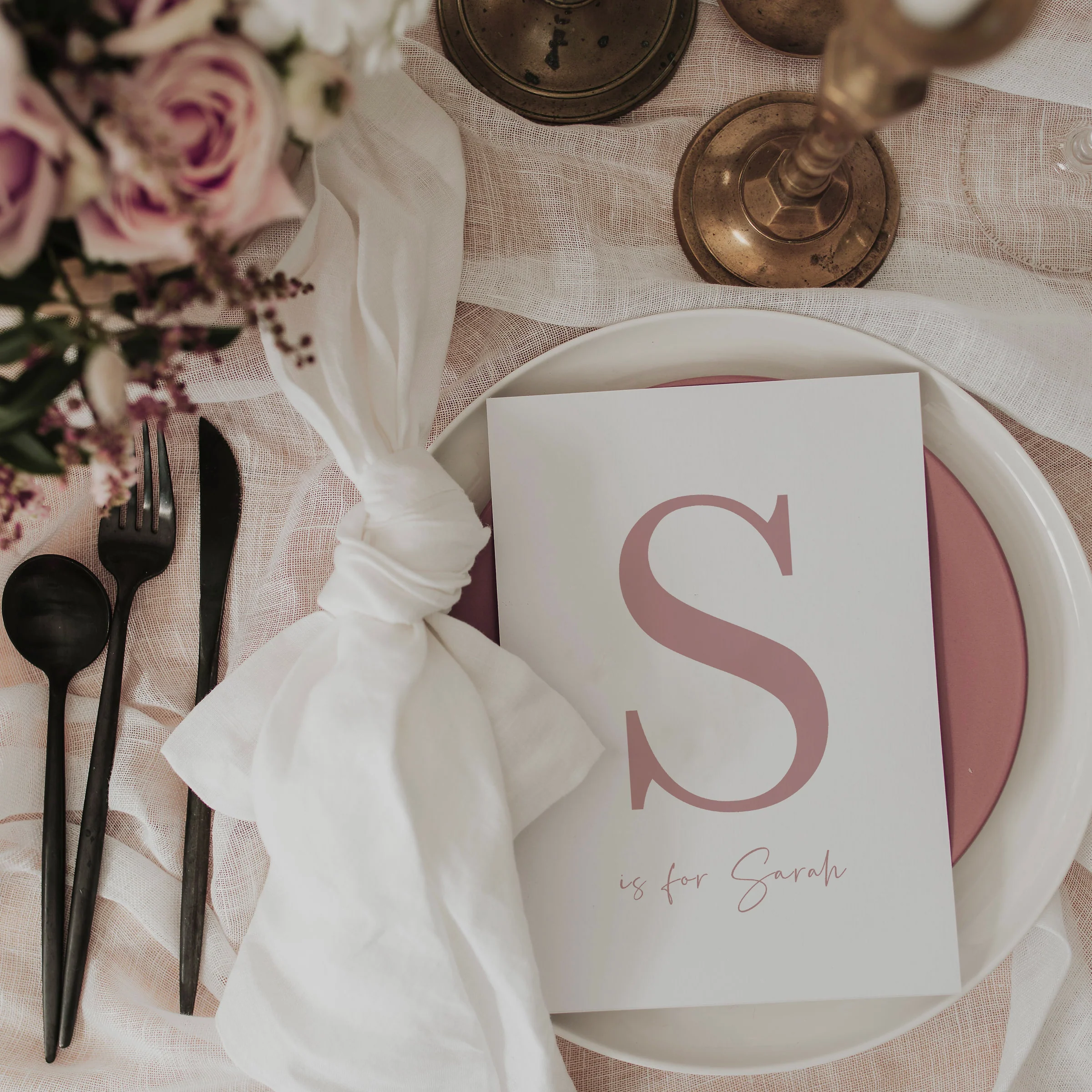 NY WEDDING MENU & PLACE NAME SET PINK