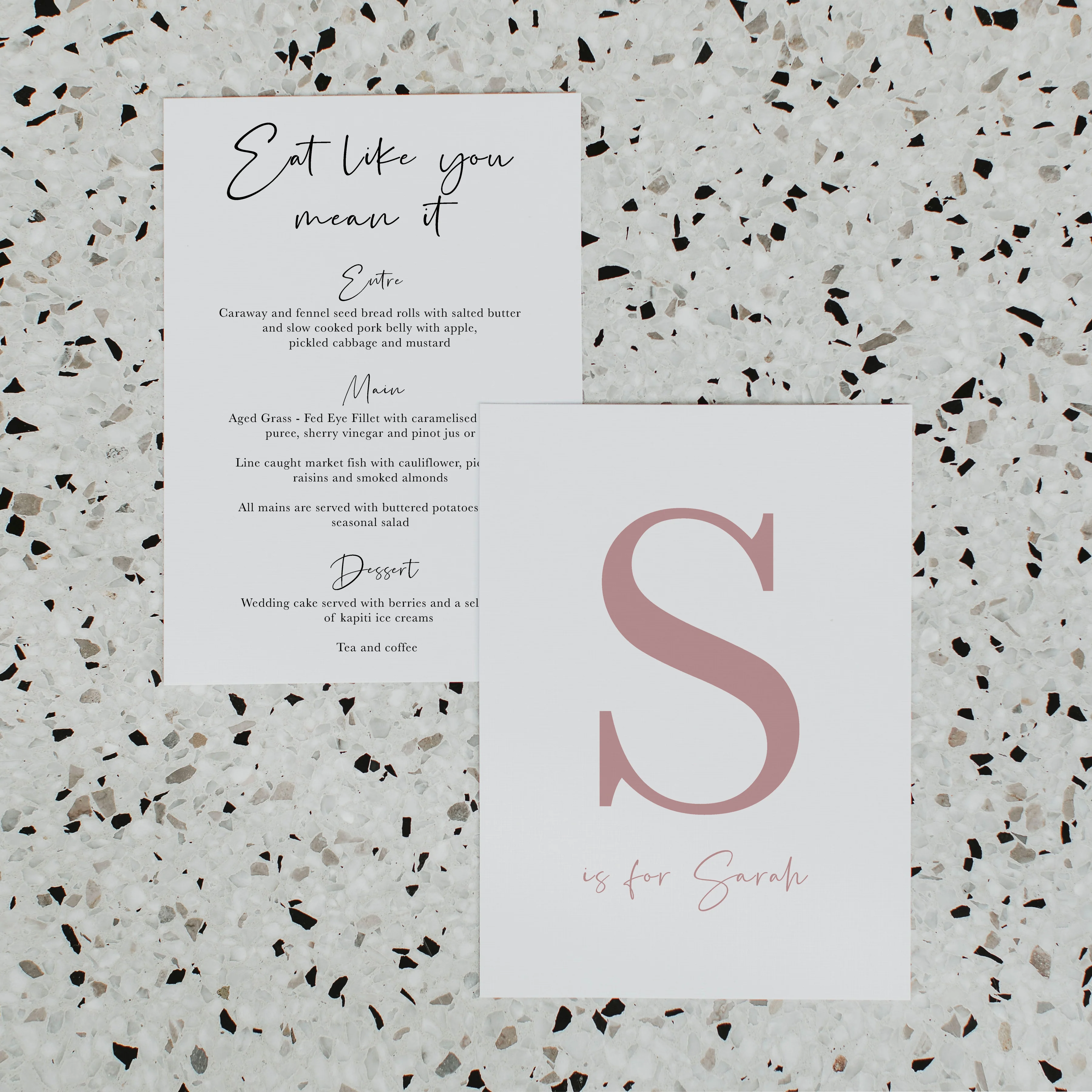 NY WEDDING MENU & PLACE NAME SET PINK - Image 2