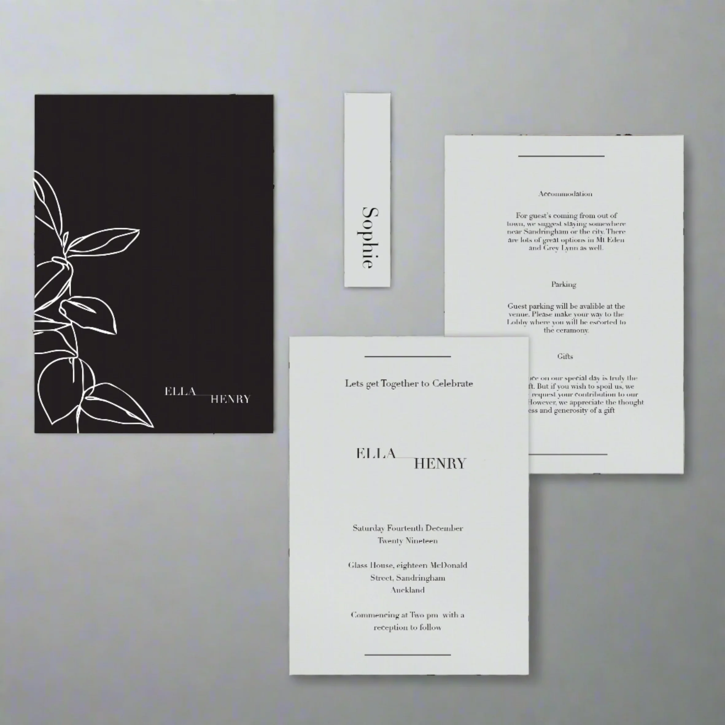 NOIR WEDDING INVITE SET BLACK / WHITE - Image 2