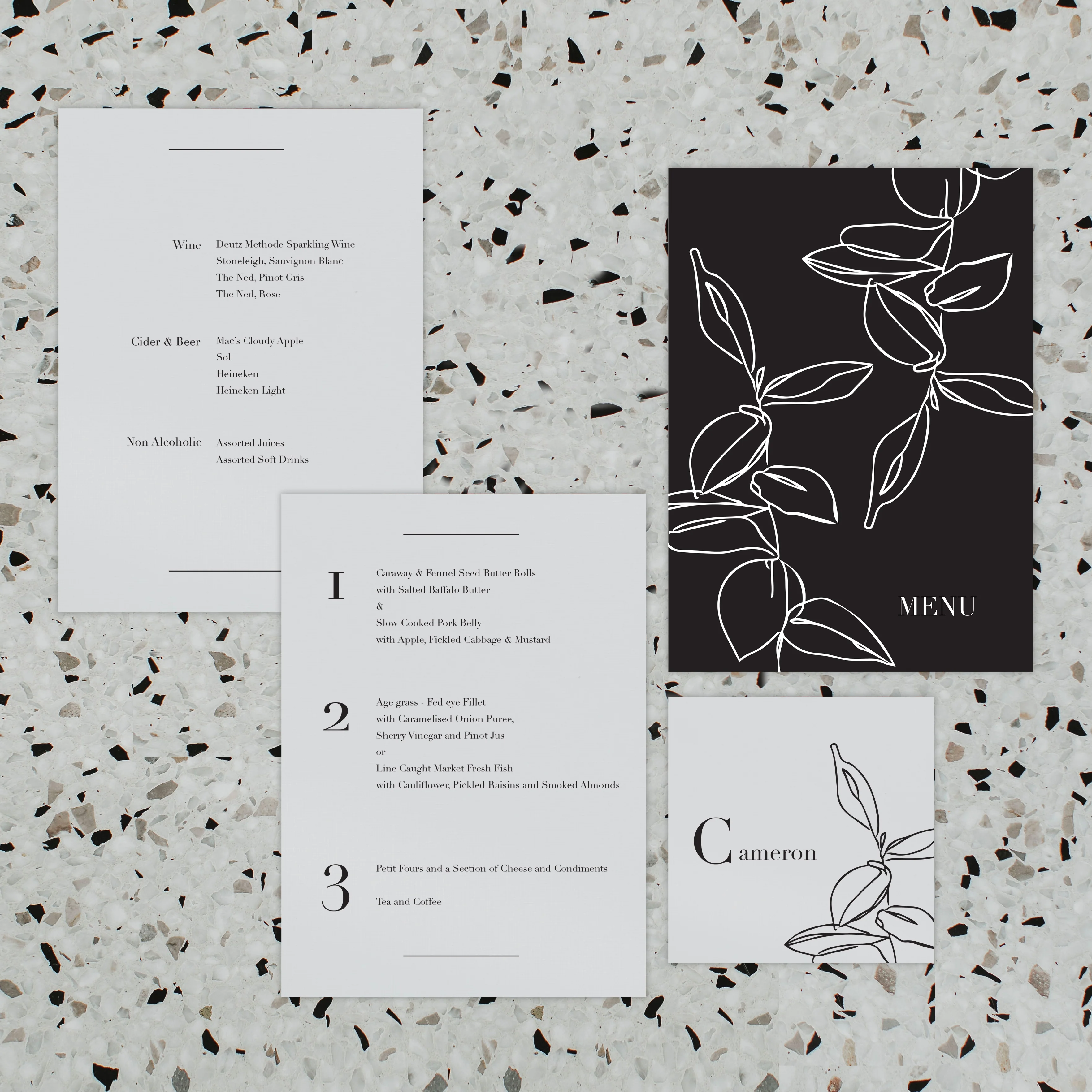NOIR WEDDING MENU & PLACE NAME SET - Image 2
