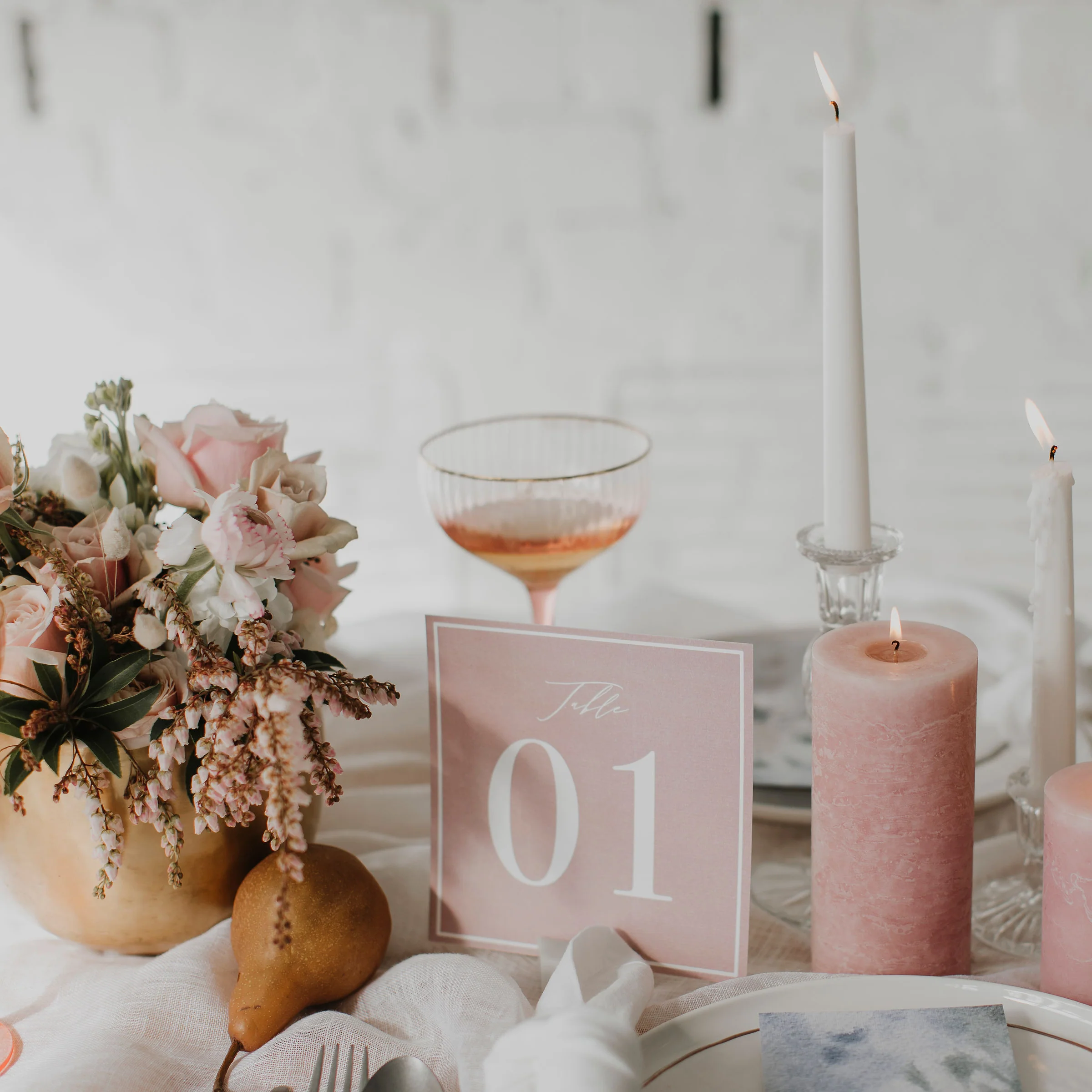 PAINTED WATERCOLOUR TABLE NUMBER PINK