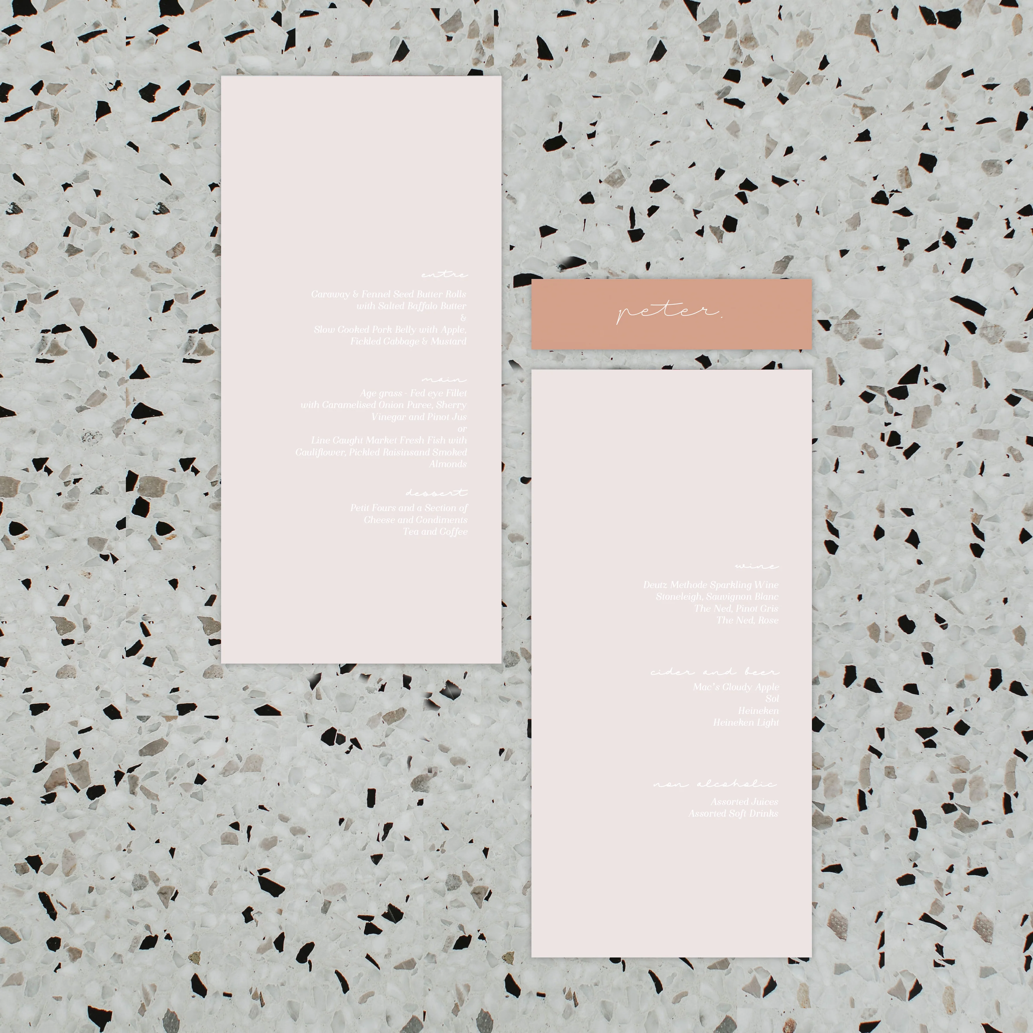 PEACH DREAMS WEDDING MENU & PLACE NAME SET - Image 3