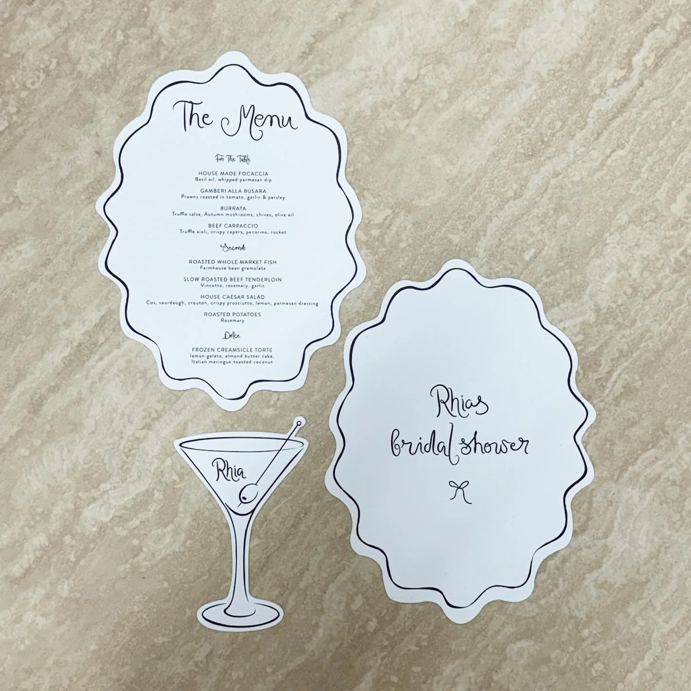 'RHIA'S BRIDAL SHOWER' MENU & PLACE NAME SET - Image 4