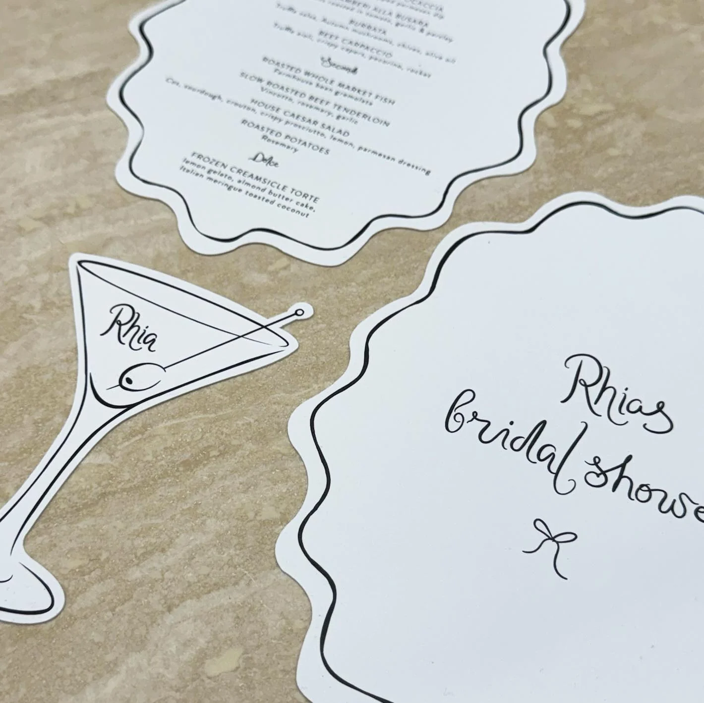 'RHIA'S BRIDAL SHOWER' MENU & PLACE NAME SET - Image 5