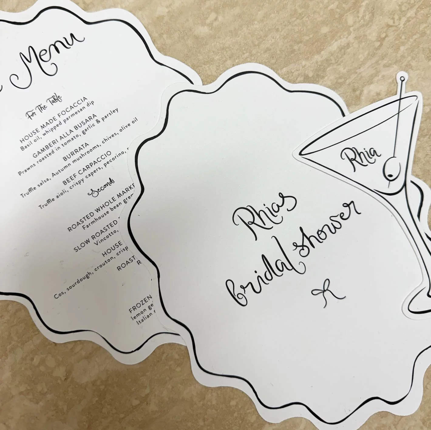 'RHIA'S BRIDAL SHOWER' MENU & PLACE NAME SET - Image 7