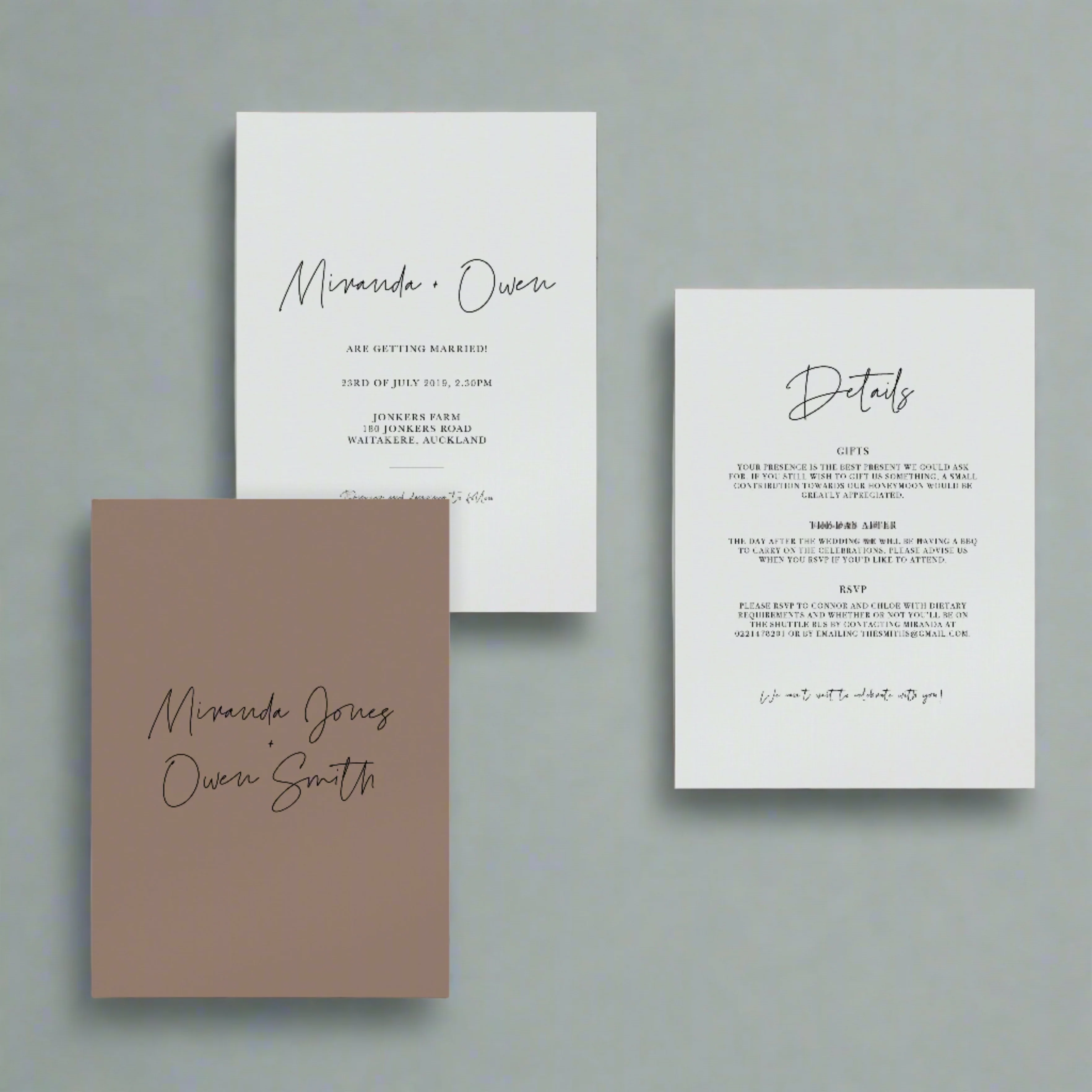 SIMPLICITY WEDDING INVITE SET BROWN - Image 2