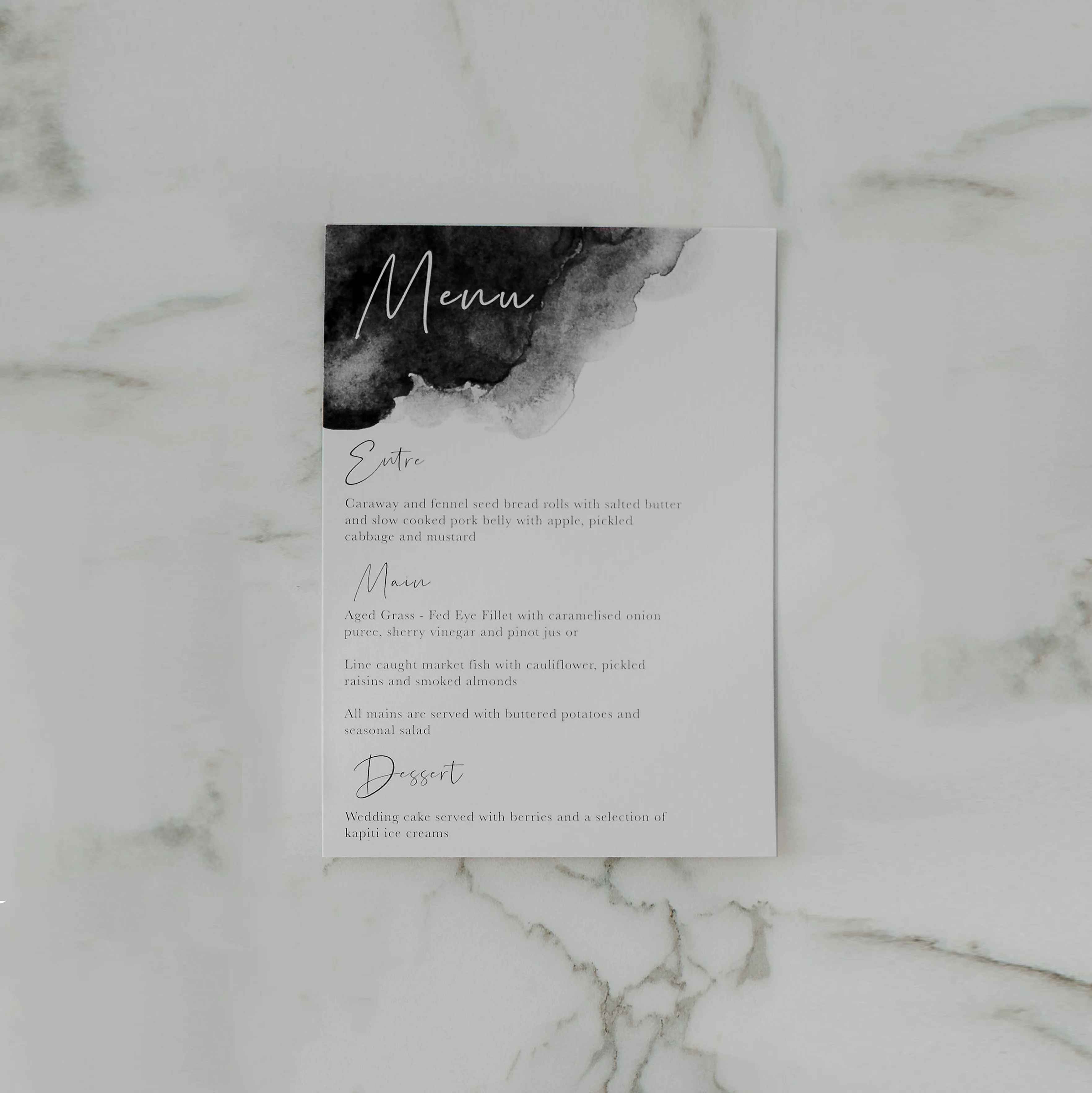 WATERCOLOUR WEDDING MENU BLACK - Image 2