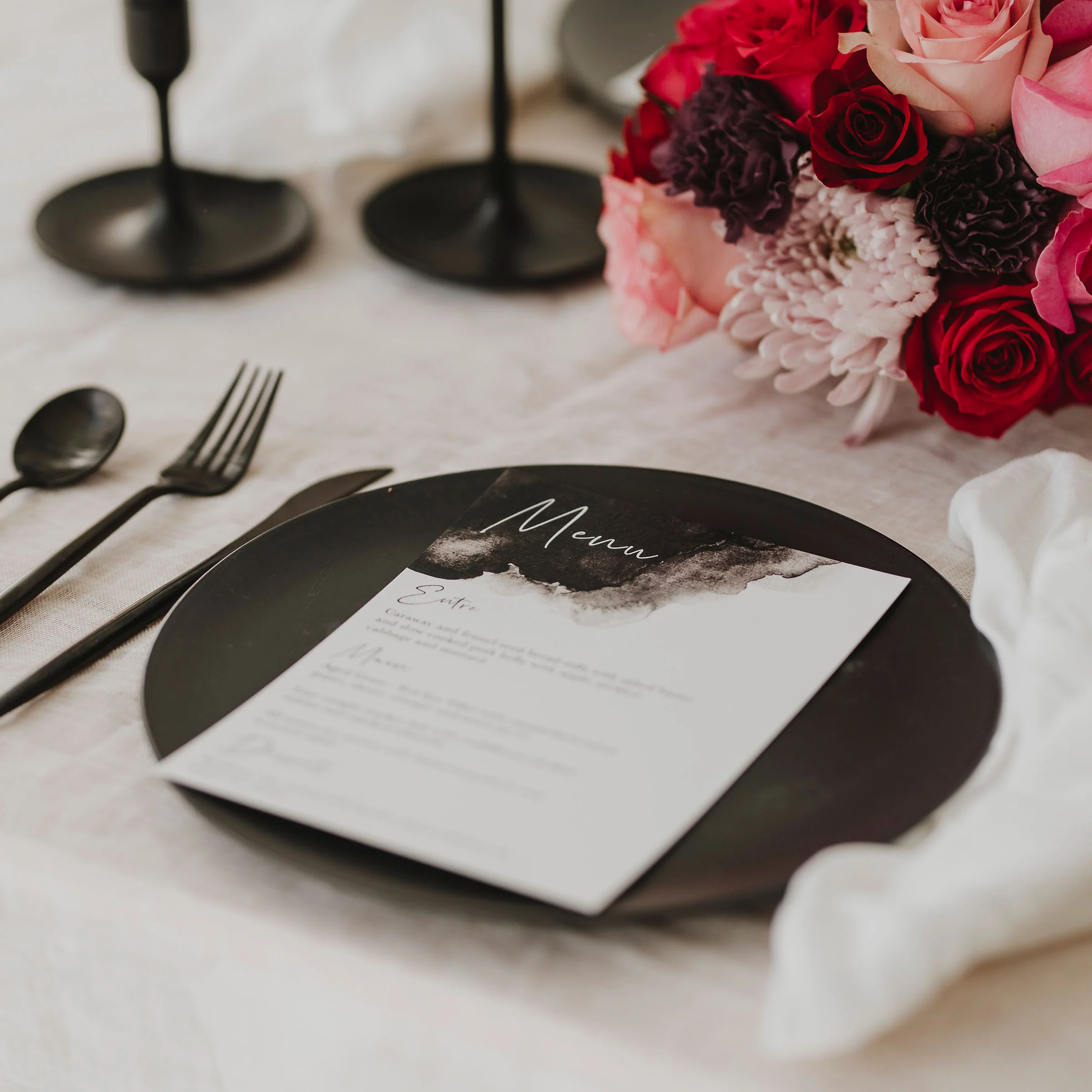 WATERCOLOUR WEDDING MENU BLACK - Image 4