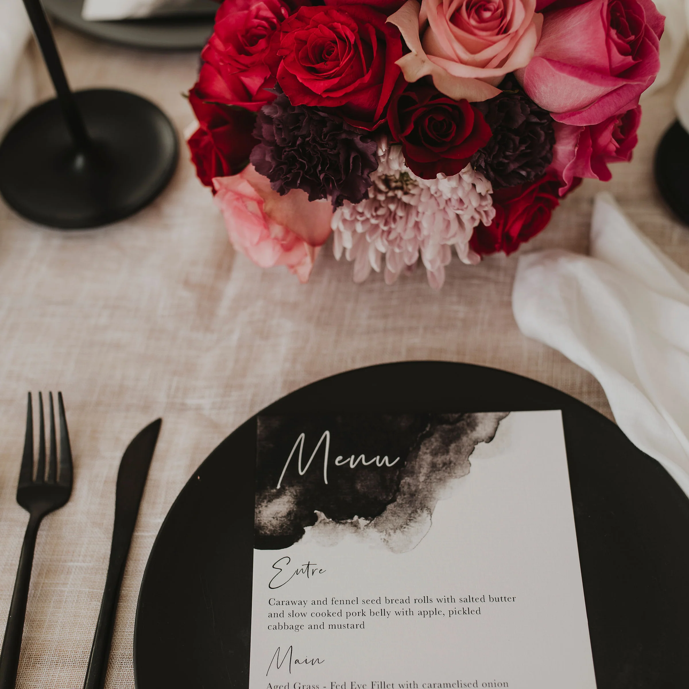 WATERCOLOUR WEDDING MENU BLACK - Image 5