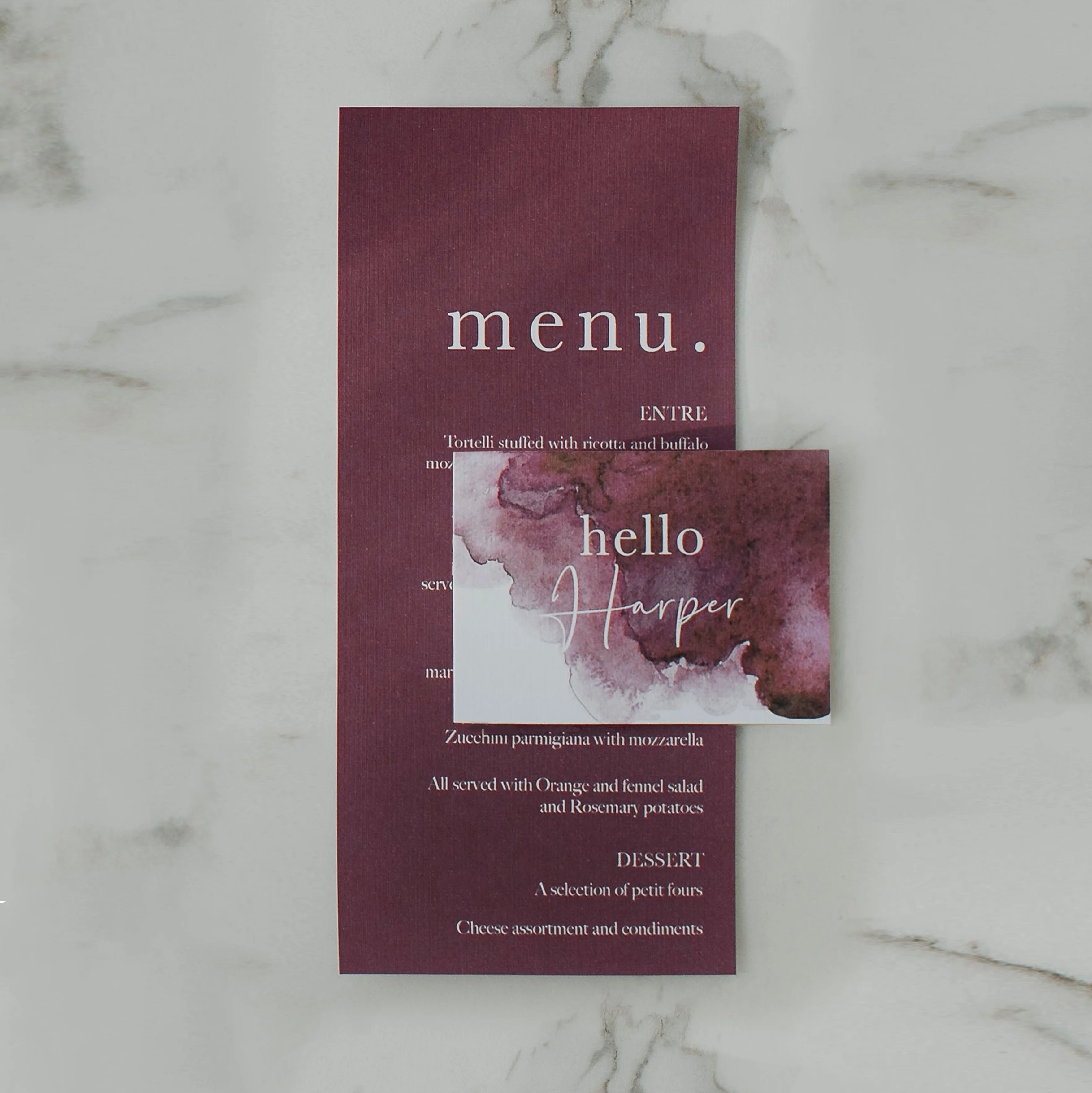 WATERCOLOUR WEDDING MENU & PLACE NAME SET PINK - Image 2
